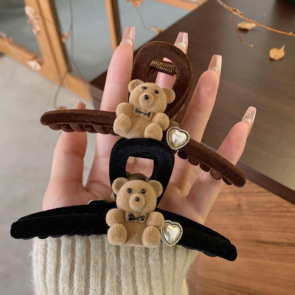 NICKOLAS Kẹp Tóc Hình Cá Mập / Gấu Thiết Kế Đơn Giản Ngọt Ngào Thời Trang Thu Đông