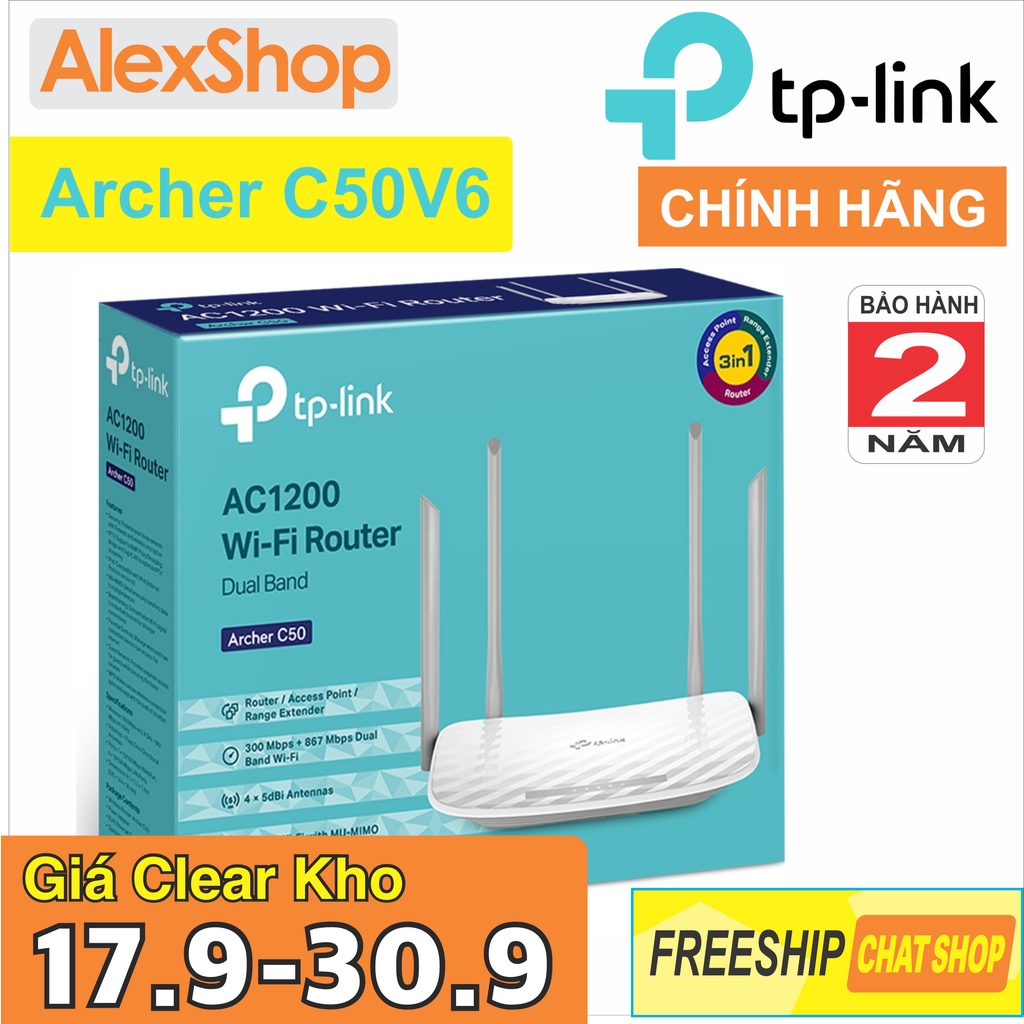 🔥17.9 - 30.9🔥Phát Sóng Wifi TP-Link C50 v6 Băng Tần Kép 1200M Hàng Chính Hãng - BH 24 Tháng