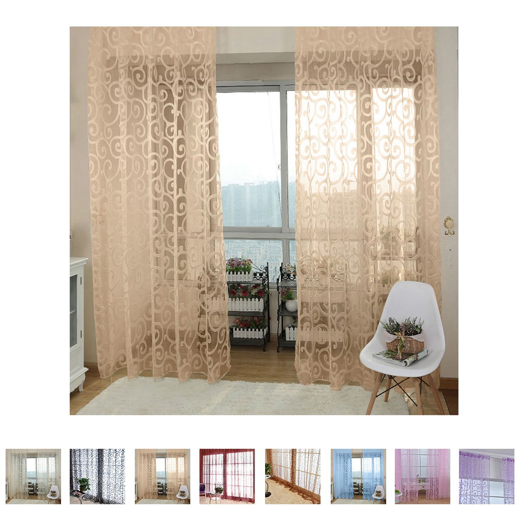 Rèm cửa vải voan họa tiết hoa thời trang