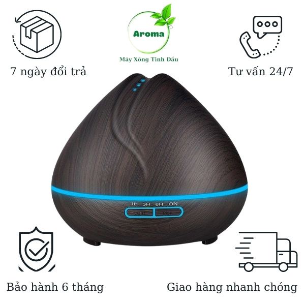 Máy xông tinh dầu Búp Sen 550ml phun sương tạo ẩm, khuếch tán tinh dầu, có điều khiển,đèn LED 7 màu, BH 6 THÁNG