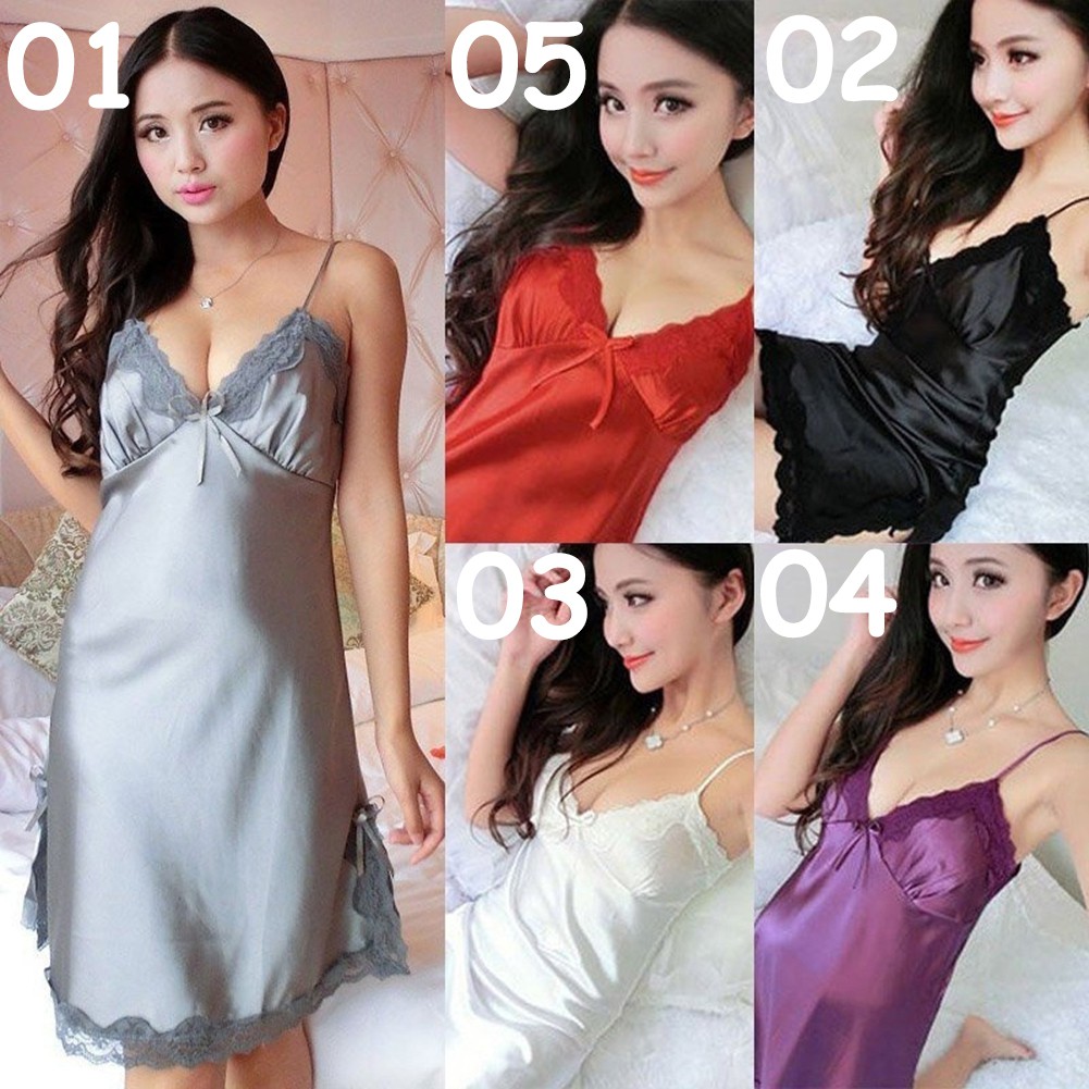 Đầm ngủ vải phi bóng phối ren quyến rũ cho nữ | BigBuy360 - bigbuy360.vn