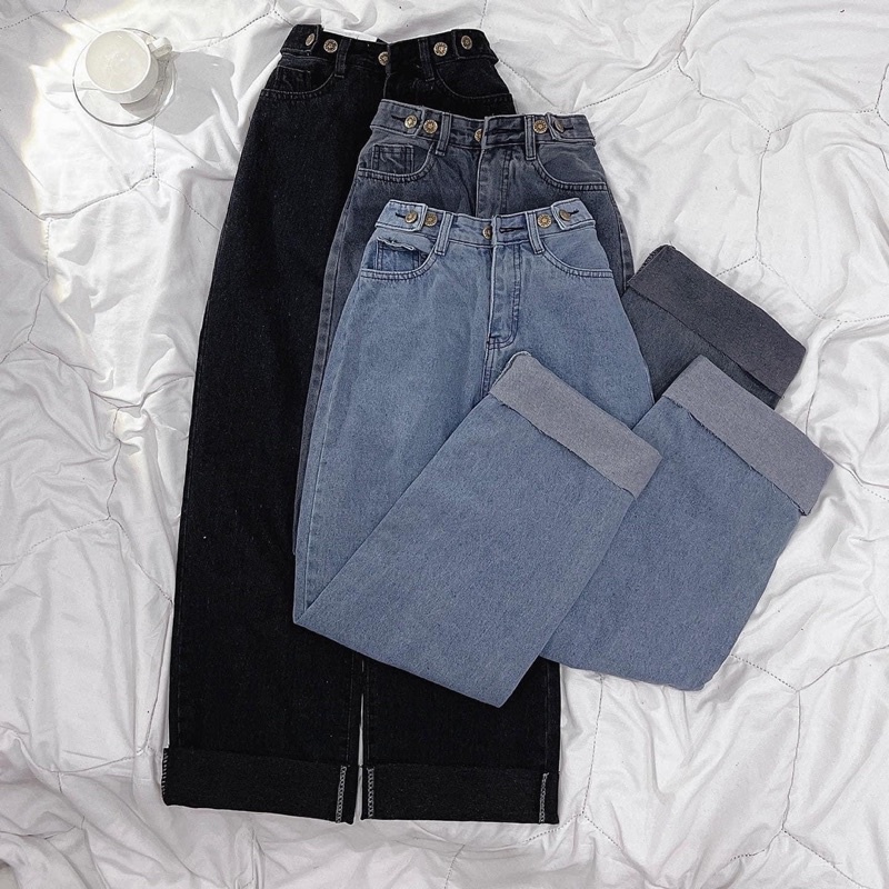 [sẵn ] Quần Jean Nữ Ống Suông BASIC PQK 3 Màu