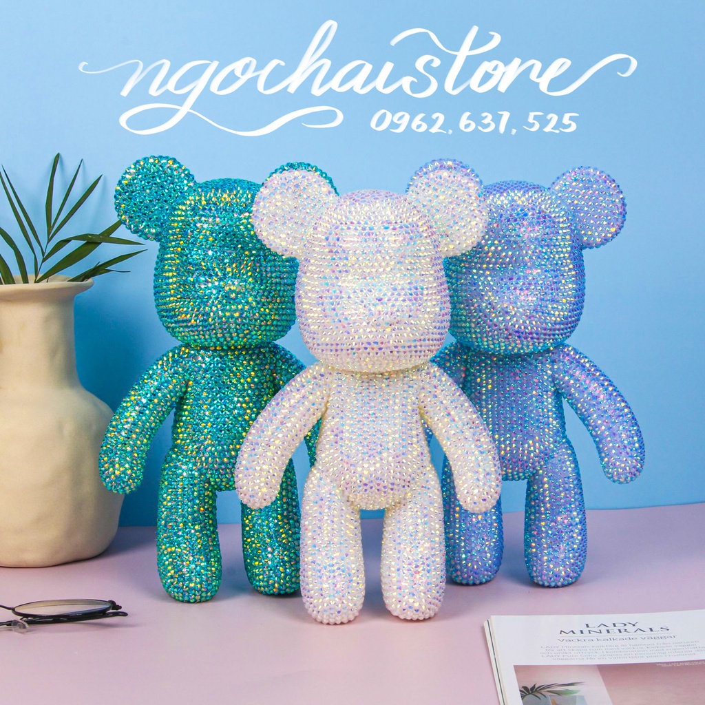 [Sẵn Hàng] Gấu đính đá bearbrick handmade tự làm size 23 hottrend tiktok đủ màu sẵn hàng cho mọi lứa tuổi