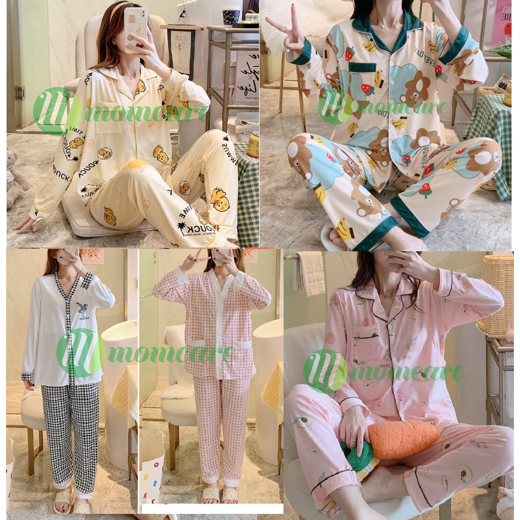 ∈❈☌Pijama bầu sau sinh cho con bú ti - Đồ bộ ngủ Pizama đẹp mặc nhà Quần áo thời trang dài tay mẹ giá rẻ Bigsize