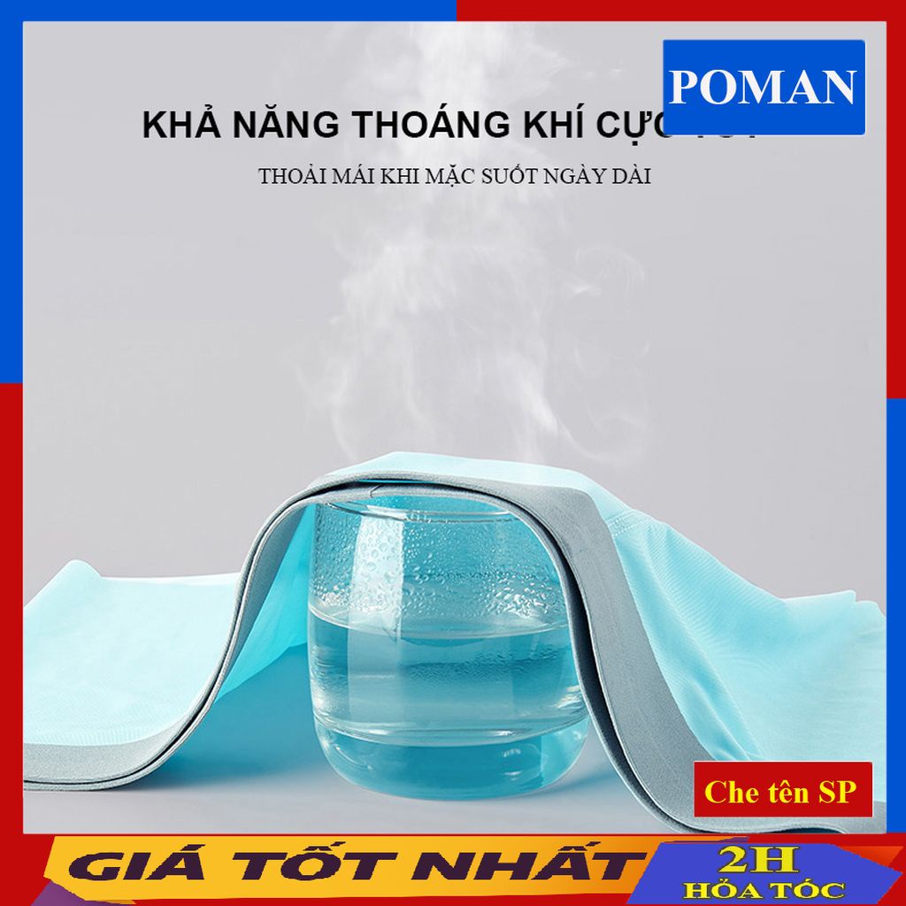 Quần lót nam boxer đúc lụa cao cấp, quần sịp đùi nam co giãn thoáng mát màu đẹp SL01 (Che tên) - POMAN