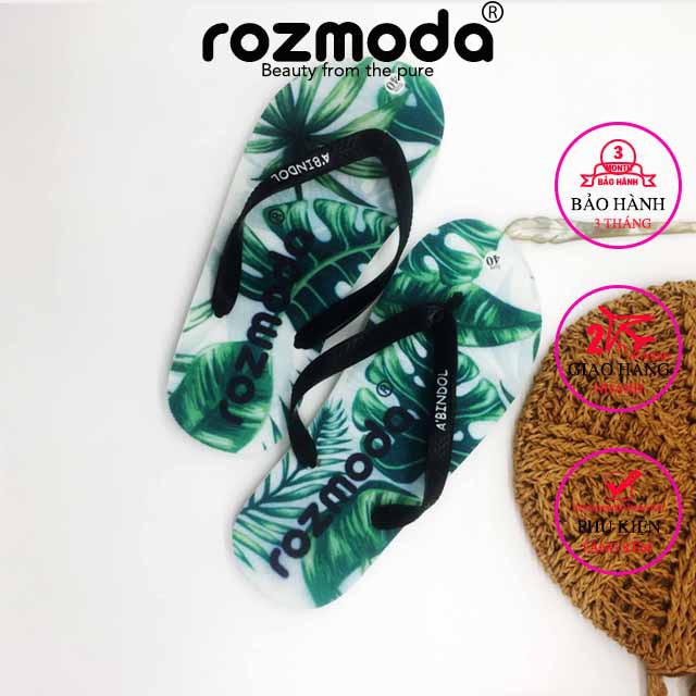 Dép xỏ ngón đi biển nam nữ in hình lá nhiệt đới ROZMODA DEP04