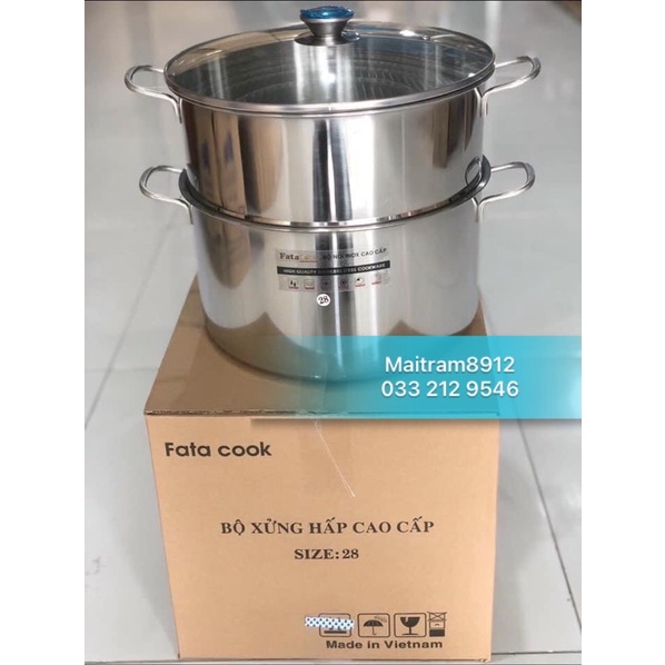 Bộ nồi xửng hấp 28cm/30cm (28 cm/30 cm) thương hiệu HT/Fata Cook dùng được bếp điện từ