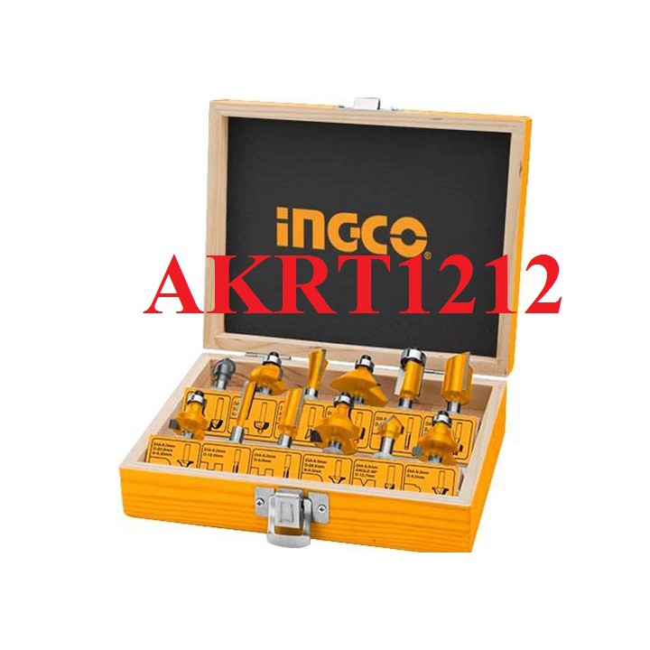Bộ 12 mũi phay gỗ 12,7mm INGCO AKRT12121