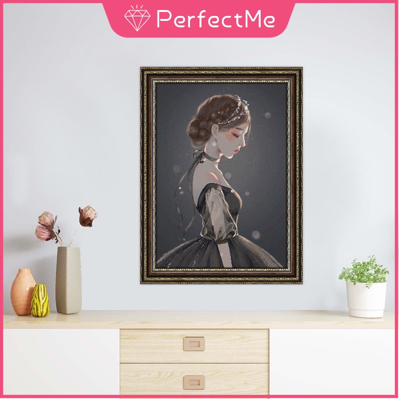 Bộ tranh đính đá 5D họa tiết cô gái độc đáo kích thước 30x40cm DIY dùng trang trí