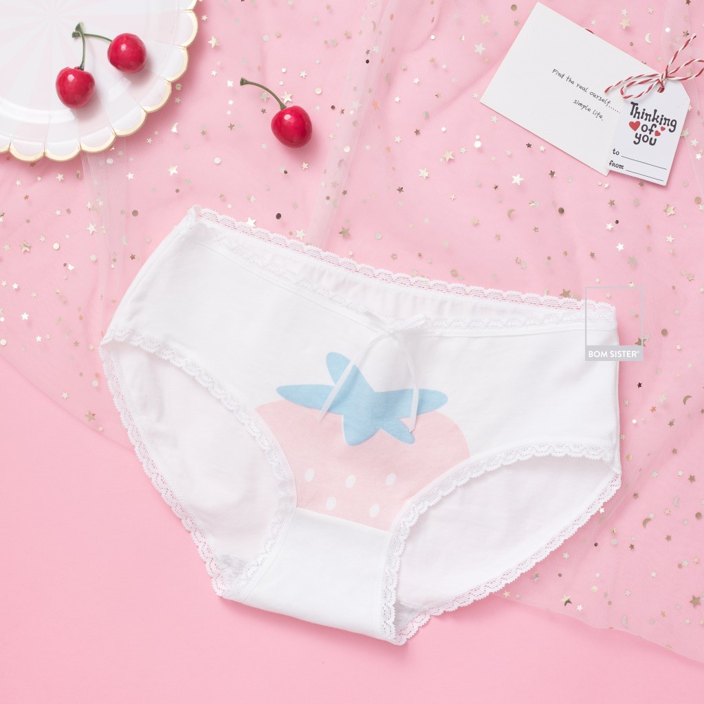 [Mã FAMALLT5 giảm 15% đơn 150k] Quần lót cotton pha viền ren đính nơ họa tiết dễ thương BOM SISTER Q3011-3 | BigBuy360 - bigbuy360.vn