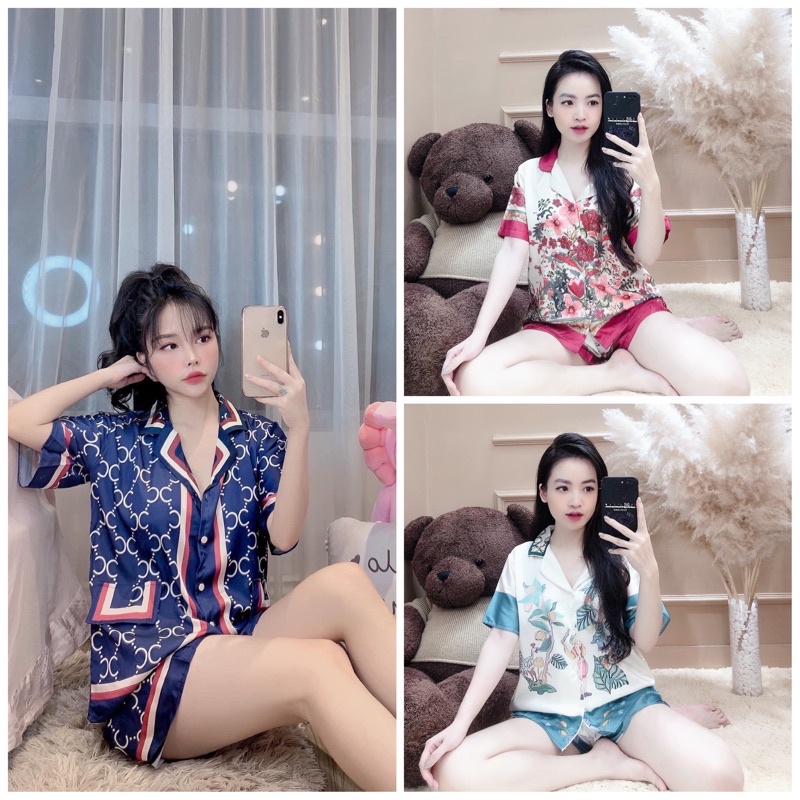 (Hình thật) Set Đồ bộ Pijama - Bộ lụa latin mặc nhà đồ ngủ sang