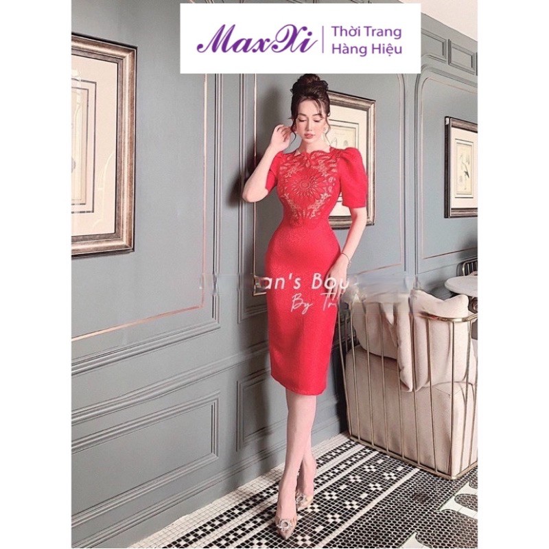 Đầm Body Dự Tiệc Dài Tay Phối Ren Cao Cấp