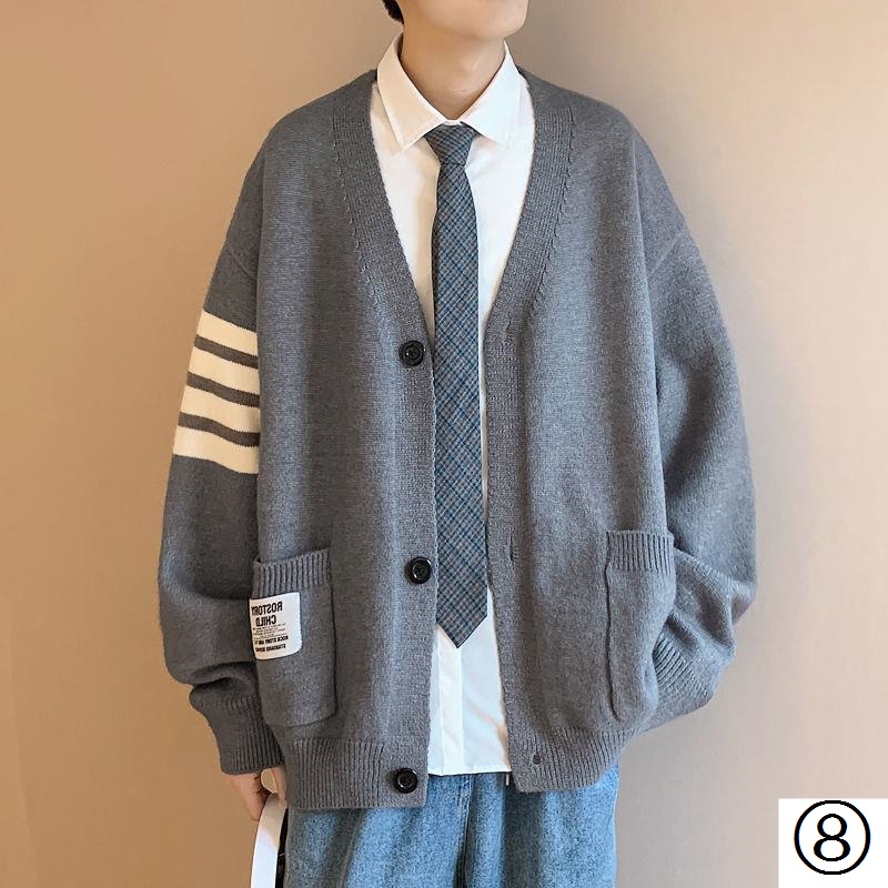 Áo Khoác Cardigan Dệt Kim Dáng Rộng Phong Cách Đường Phố Hàn Quốc Thời Trang Mùa Thu Cho Nam