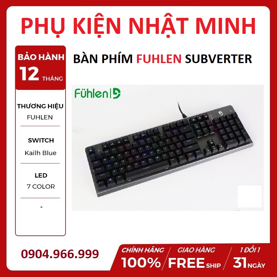 [tặng lót chuột] Bàn phím Fuhlen Subverter - Bàn phím cơ led RGB - Phím cơ đẳng cấp bh 2 năm