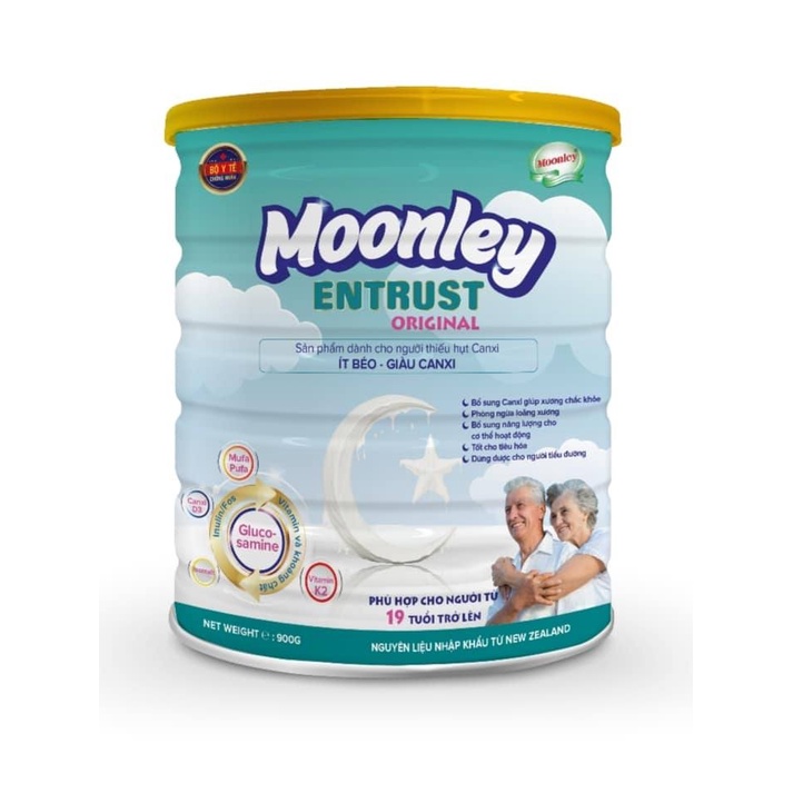 Sữa mát Moonley Entrust original 900g ( Từ 19 tuổi trở lên) ít béo giầu canxi, dành cho người thiết hụt canxi
