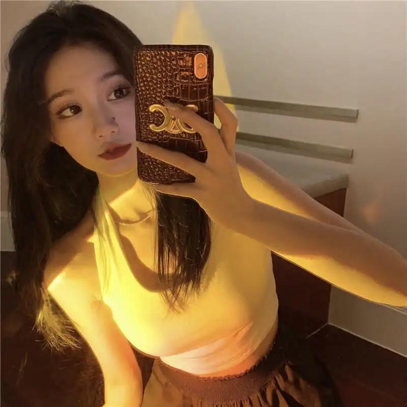 COZOK Áo sát nách màu trơn kiểu Hàn Quốc gợi cảm