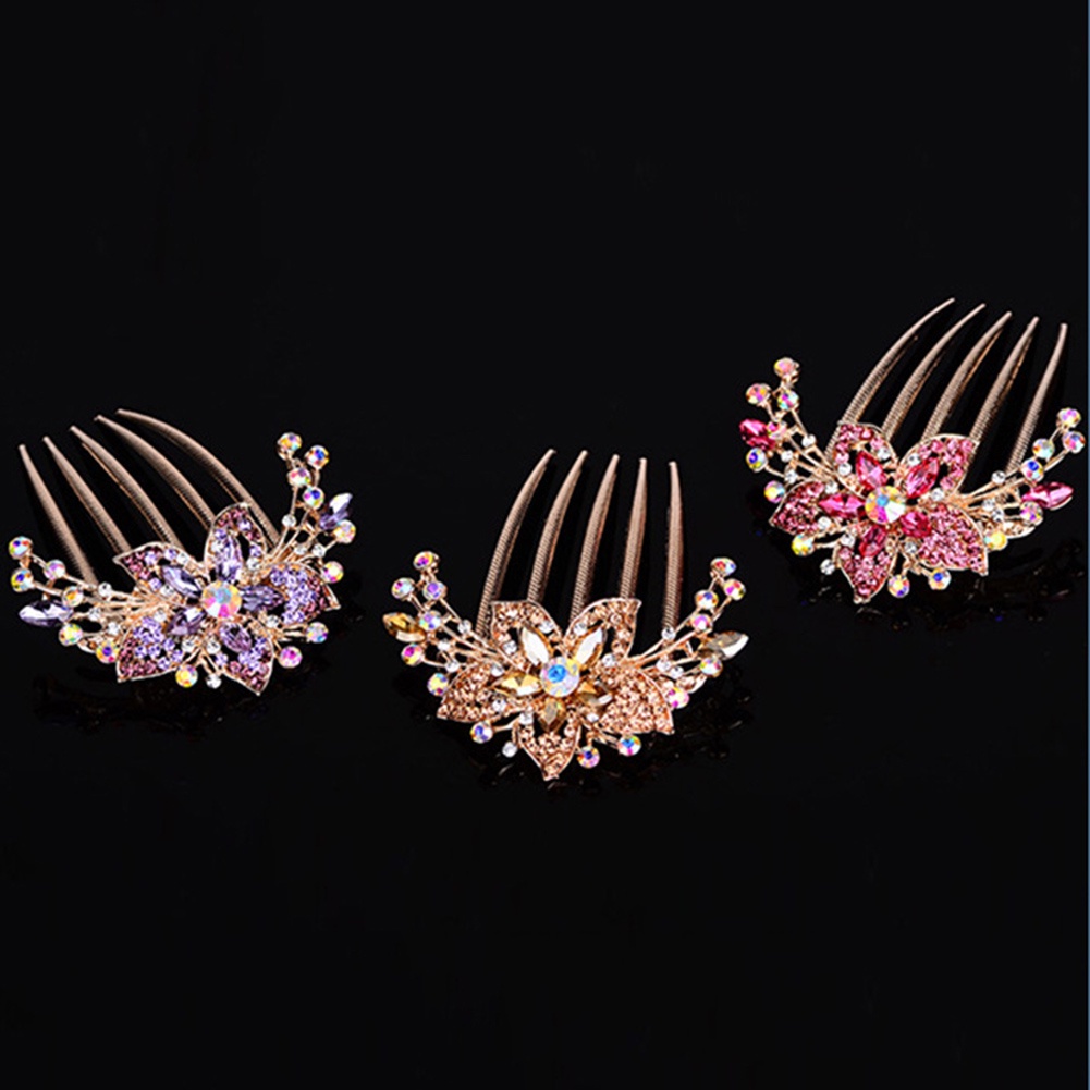 Trâm cài tóc hình bông hoa đính đá giả nhiều màu sắc thời trang thanh lịch cho nữ