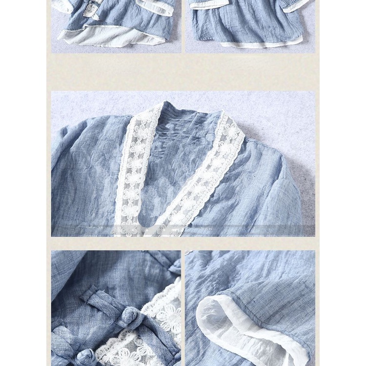 Áo Sơ Mi 100% Cotton Lanh Thắt Dây Phong Cách Cổ Điển Dành Cho Nữ