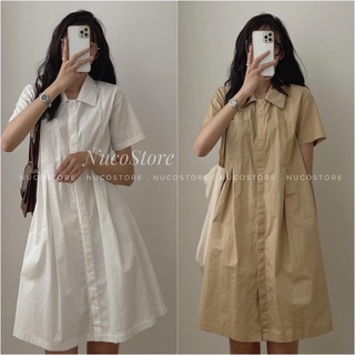 Váy sơ mi túi ngực phong cách hàn quốc