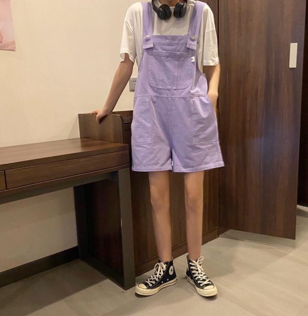 [SẴN] [SALE] Quần Yếm Ulzzang Hàn Quốc Màu Tím/Trắng Hot Trend | BigBuy360 - bigbuy360.vn