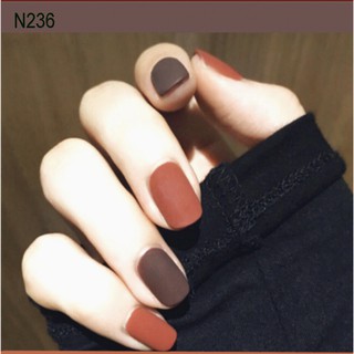Bộ 24 móng tay giả trơn ngắn thiết kế đơn giản phối màu đẹp N236