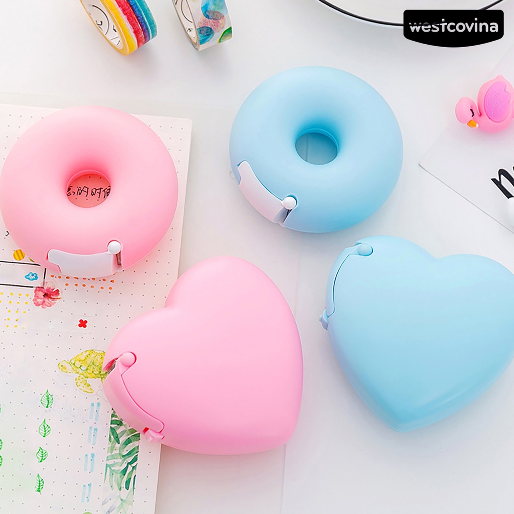 [Hot]✍Dụng Cụ Cắt Băng Keo Mini Hình Bánh Donut Và Trái Tim Hoạt Hình