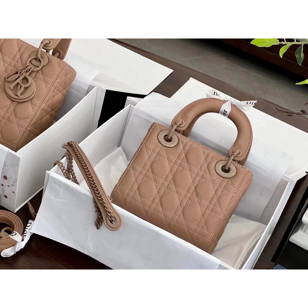 TÚI XÁCH DI.OR LADY MINI BAG SUPER màu nude Size: 17cm