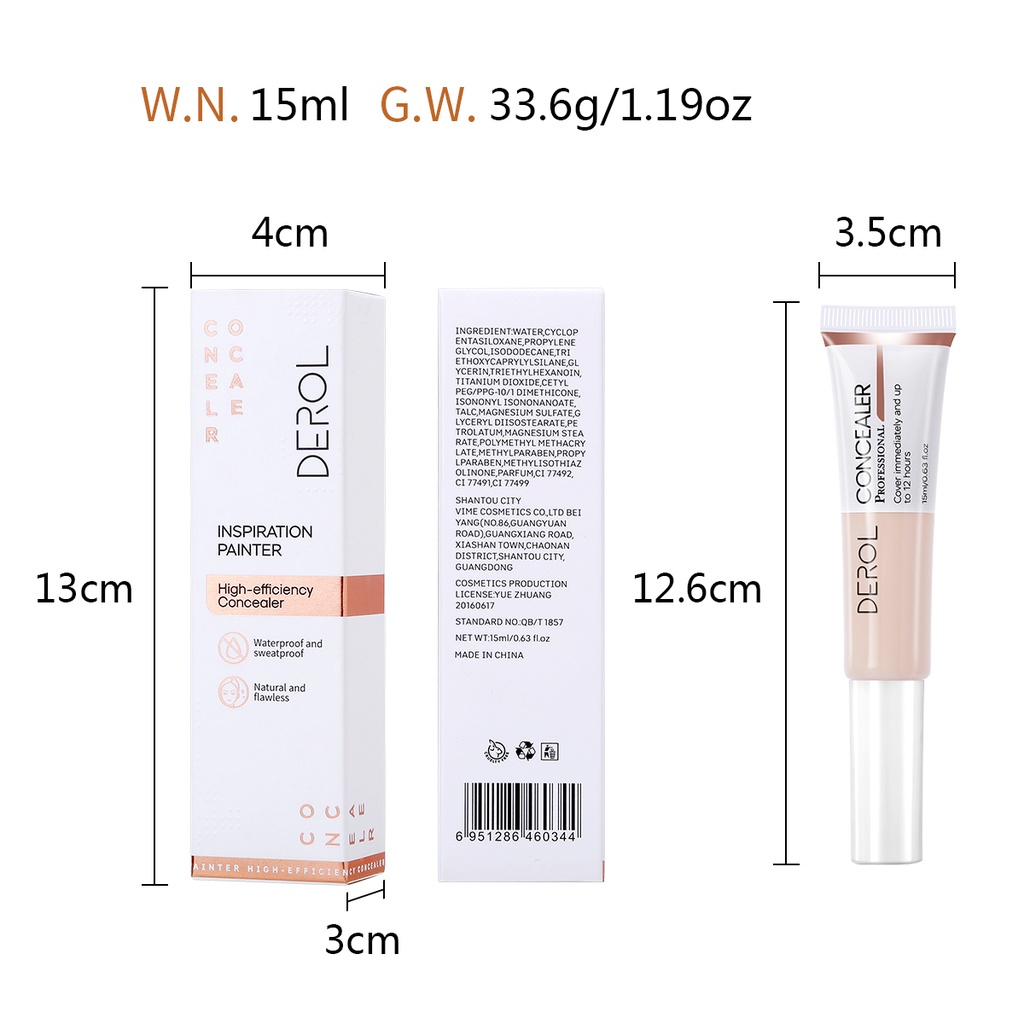 [Hàng mới về] Kem che khuyết điểm Derol giúp dưỡng ẩm cao cấp