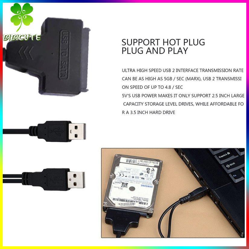 Dây Cáp Chuyển Đổi Usb2.0 Sang Sata 22pin Cho Ổ Cứng Hdd 2.5inch