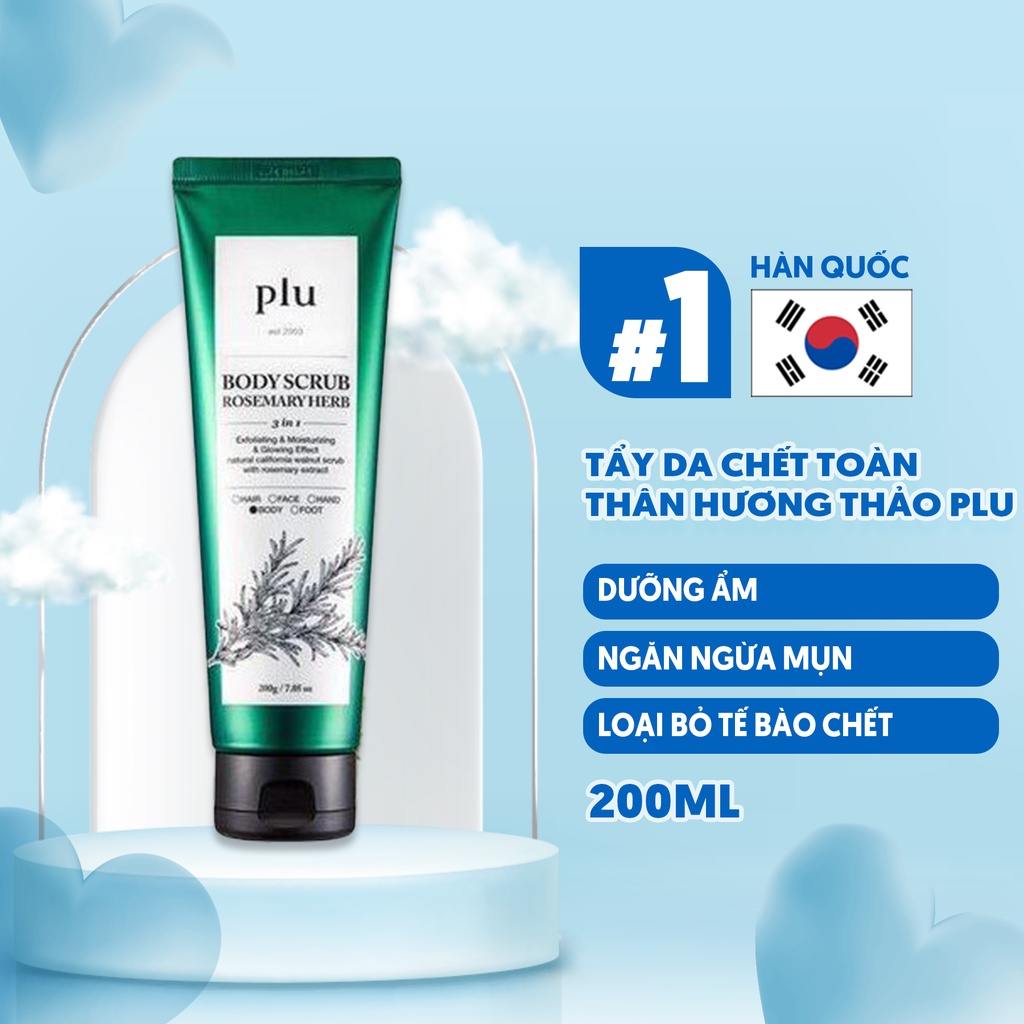 Tẩy Da Chết Toàn Thân Hương Thảo Plu Body Scrub Original Rosemary Herb 200ml 3W120