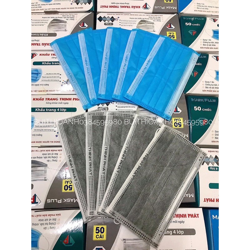 KHẨU TRANG 4 LỚP MÀU XANH HỘP 50 CÁI (SẴN) | BigBuy360 - bigbuy360.vn