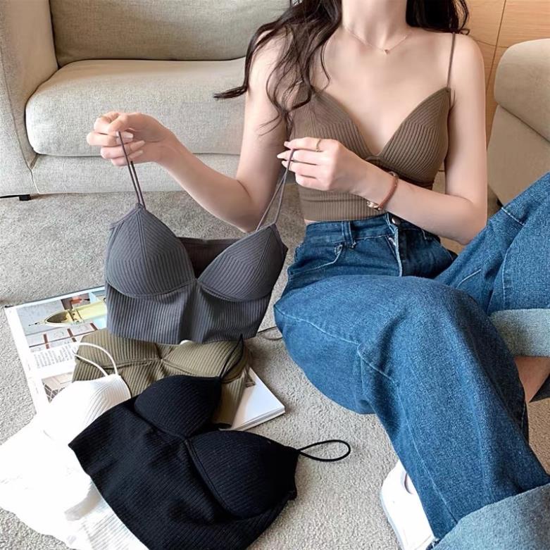 ❤️ Áo Bra Nữ Myna 2 Dây Mảnh Cổ V Dáng Lửng Có Đệm Ngực Trend Mới 1833 ❤️