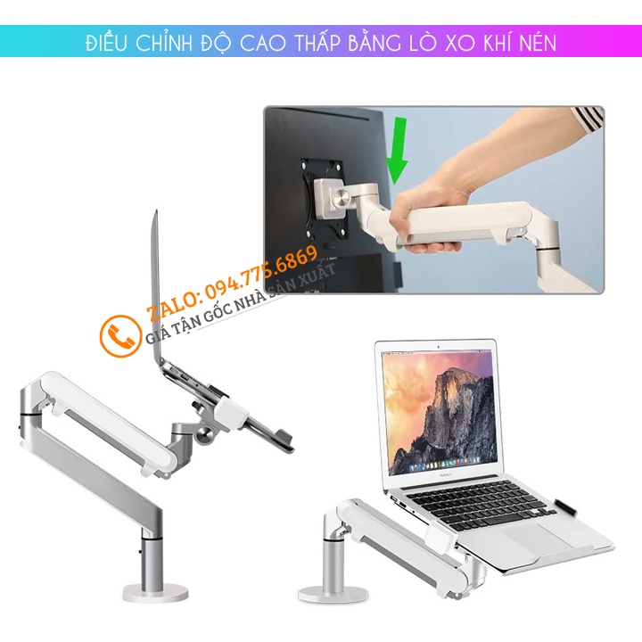 Tay Giá Treo Đỡ Laptop - Macbook - Ipad 12 - 17 Inch / Màn Hình Máy Tính 17 - 32 Inch / Hợp Kim Nhôm Cao Cấp OZ 1S