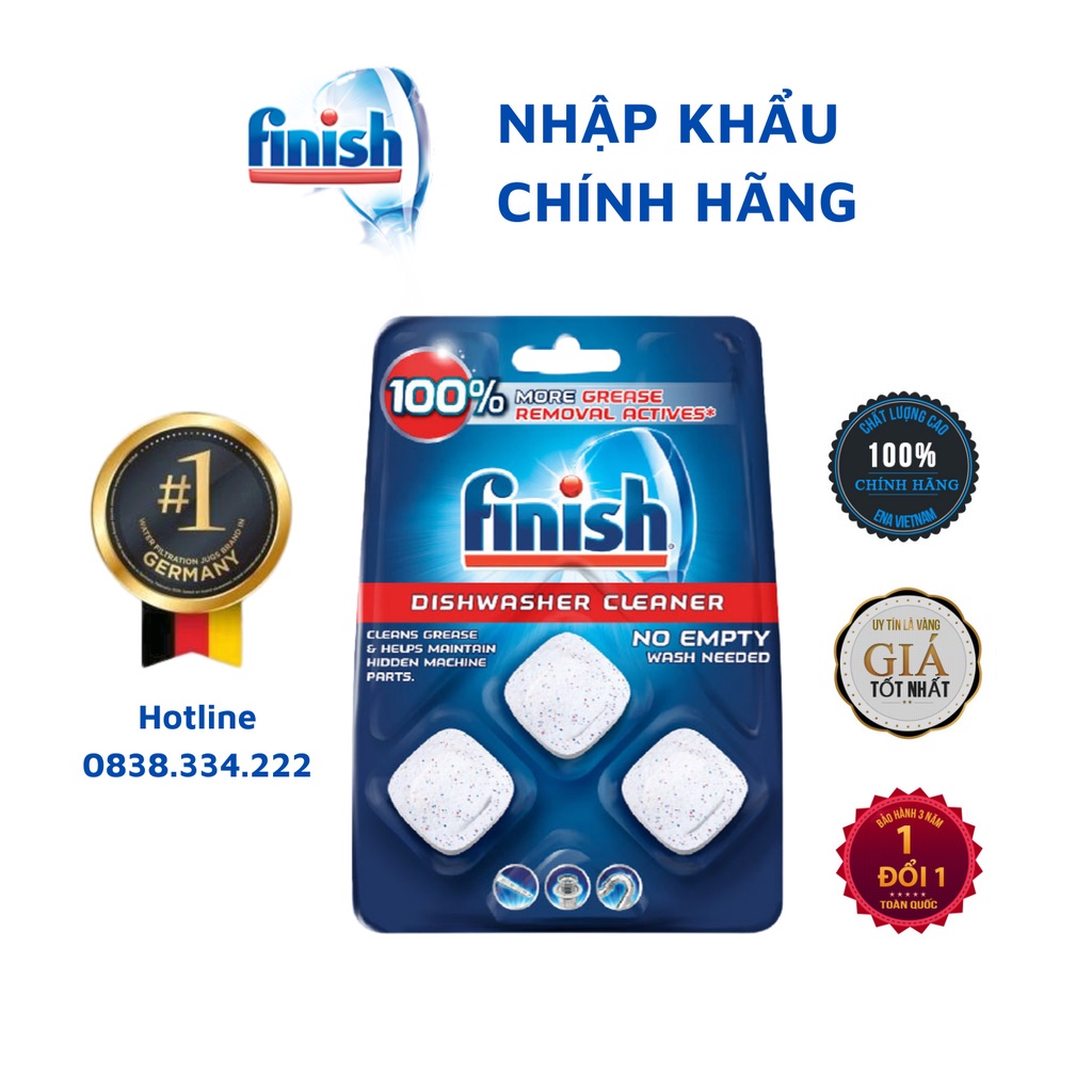 Vỉ 3 viên vệ sinh máy rửa chén bát Finish