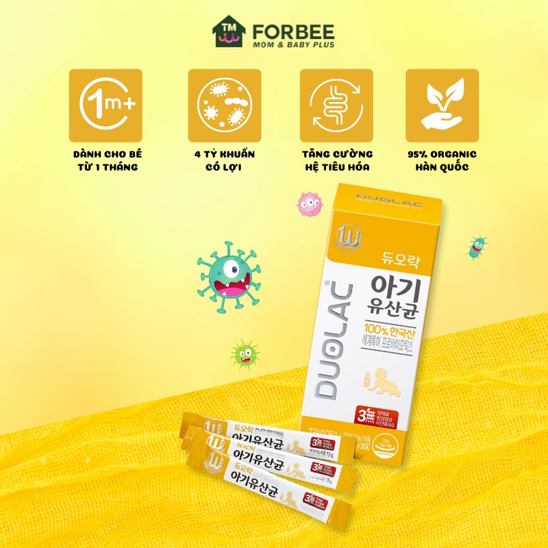 Men vi sinh hữu cơ cho bé DUOLAC màu vàng Hàn Quốc, hộ trợ tiêu hóa cho trẻ - FORBEE