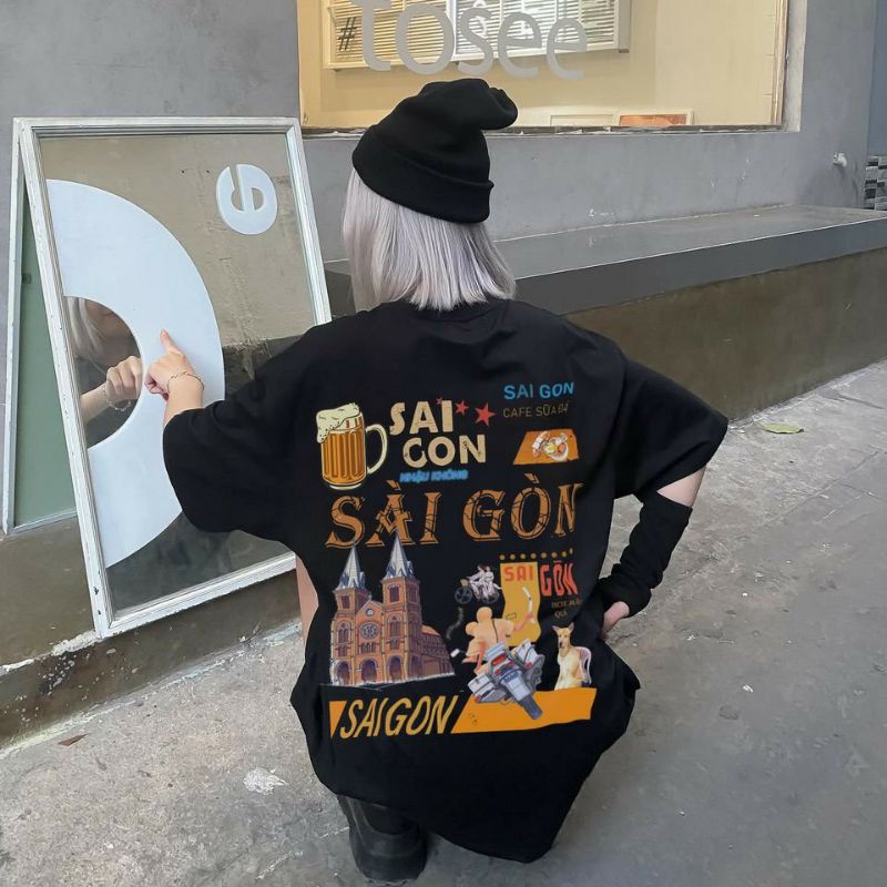 VIDEO hình thật Siêu Phẩm : Áo phông unisex Sài Gòn cafe sửa đá cotton Nam,Nử