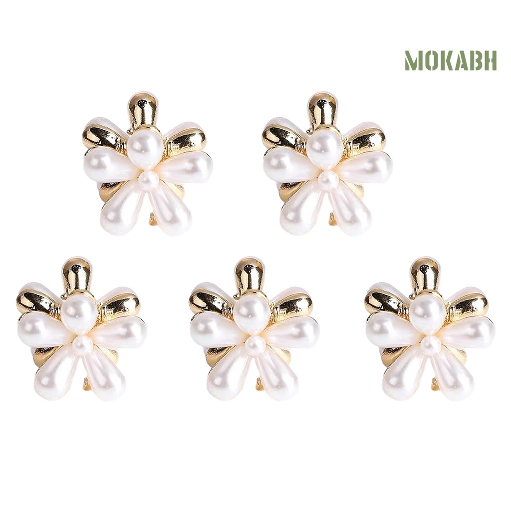 Set 5 / 10 Kẹp Tóc Càng Cua Mini Đính Ngọc Trai Giả Sáng Bóng Chống Trượt Kiểu Retro