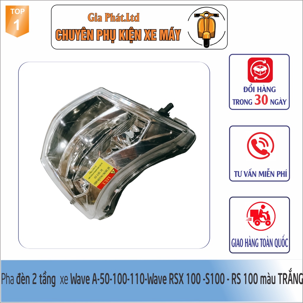 Pha đèn 2 tầng màu TRẮNG gắn cho xe Wave RSX 100-Wave S100- Wave RS 100 -và Wave A 50cc, 100cc, 110cc -SPD-8503