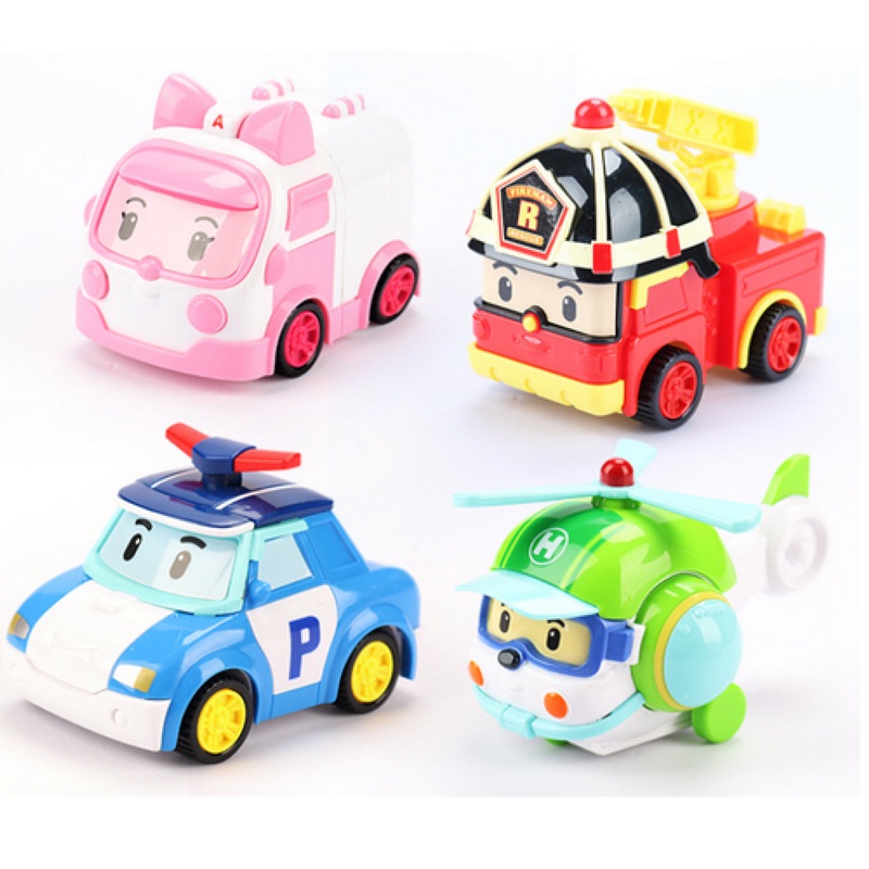 Sỉ Set 4 Xe mô hình chạy đà Robocar Poli, xe công trình