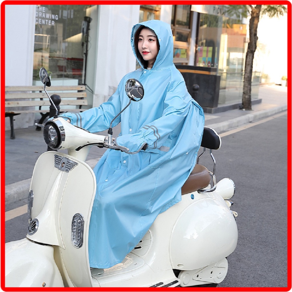 Áo mưa MĂNG TÔ có phản quang, có kính che mặt chất dày dặn, đi mưa không lo bị nước bắn vào mặ