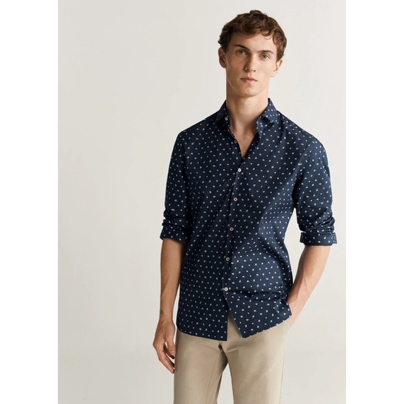 Áo sơ mi nam dáng Slim hoạ tiết in hoa