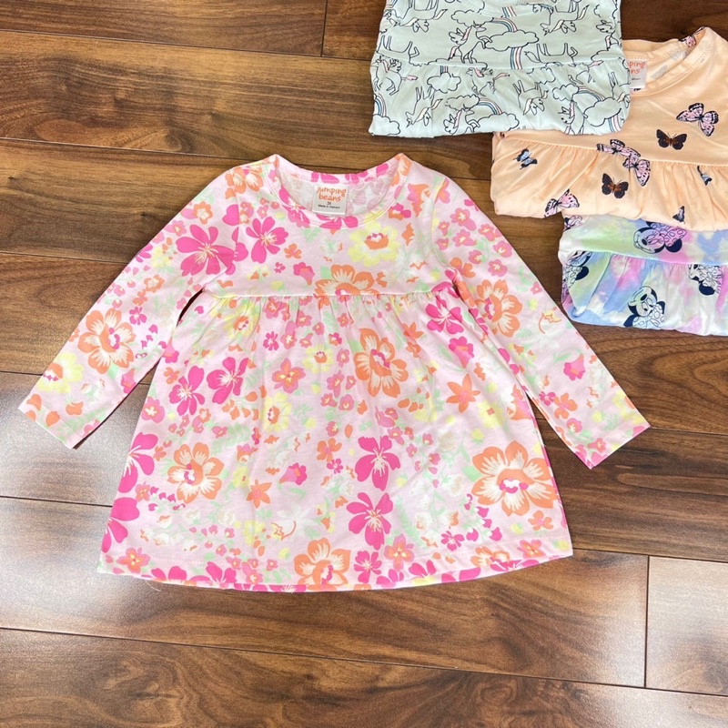 Áo váy dài tay babydoll bé gái cotton (10-20kg)