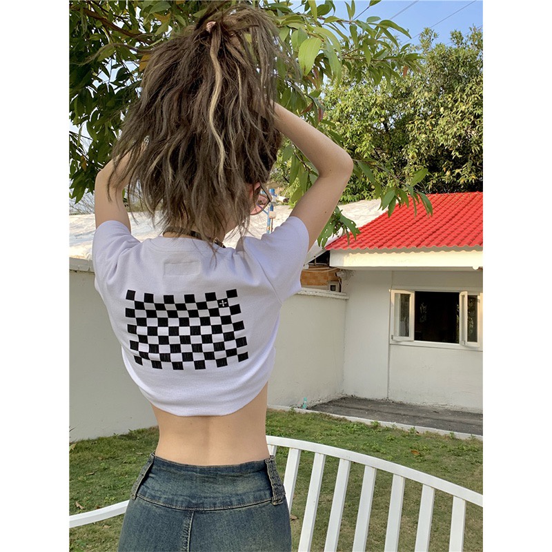 QADCOL  Áo Thun Tay Ngắn Dáng Ôm Trẻ Trung Hợp Thời Trang Cho Bạn Gái