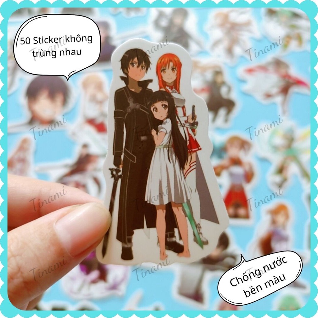 50 Sticker Sword Art Online Kirito Asuna hình dán anime manga chống nước trang trí laptop sổ tay quà tặng sưu tầm