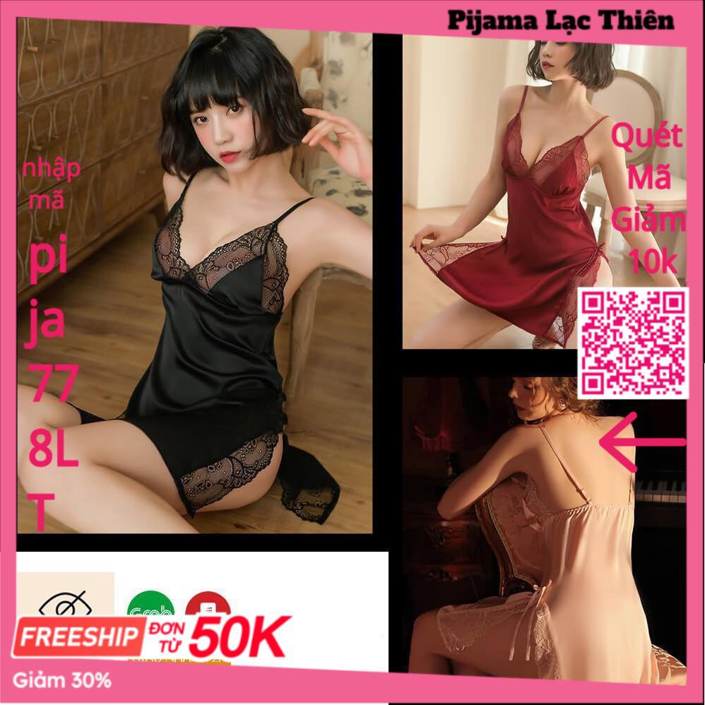 Váy Ngủ Sexy Gợi Cả, Đầm Ngủ 2 Dây Phối Ren Xẻ Tà Chất Lụa Cao Cấp Quyến Rủ, Gợi Cảm | BigBuy360 - bigbuy360.vn