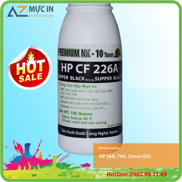 Mực nạp HP 26A, 76A, 87a, 052, 057 (HP CF226A) Trọng lượng 130g