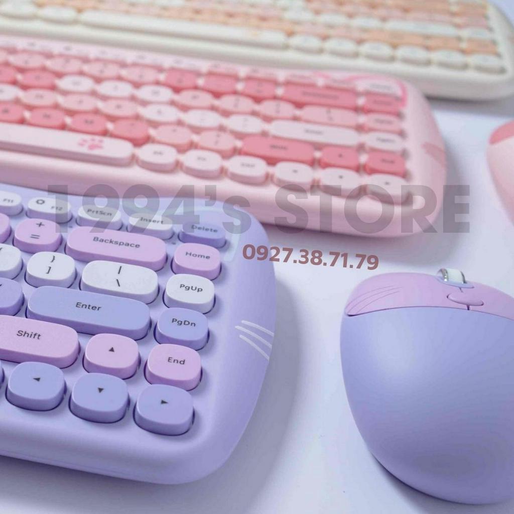 MoFii Kitty Cat Mixed - Bộ combo bàn phím giả cơ và chuột không dây Geezer dùng cho Máy tính bàn, Laptop, Tivi, Tablet