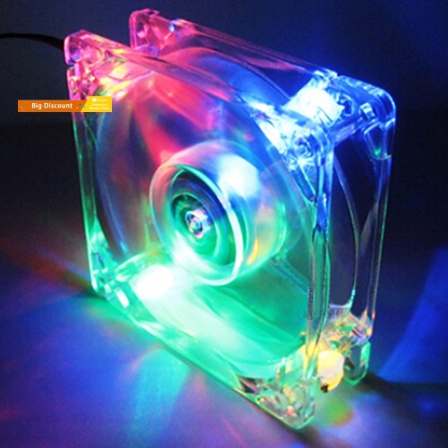 Quạt tản nhiệt màu trong suốt 8cm tích hợp đèn LED cho PC