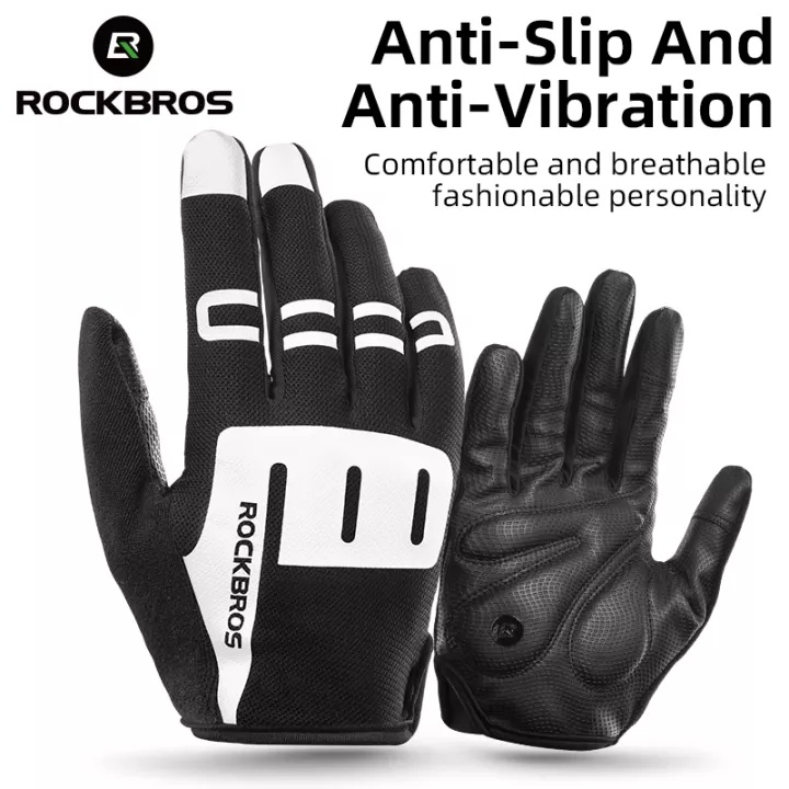 Găng tay Rockbros phản quang thoáng khí thoải mái an toàn chống sốc khi đi xe đạp/ xe mô tô