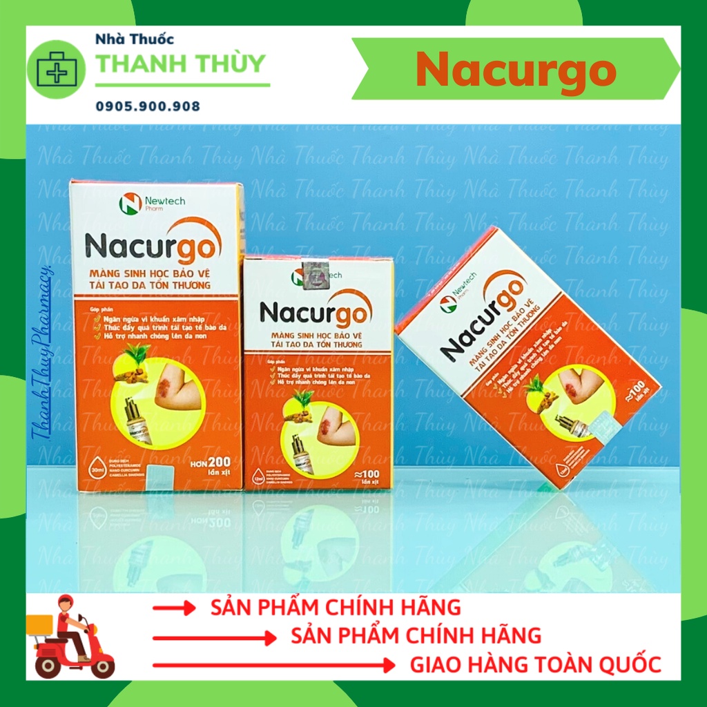 NACURGO [Chai 12ml-30ml] Dung Dịch Xịt Tạo Màng Sinh Học, Bảo Vệ Da Tổn Thương